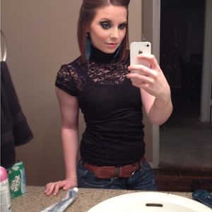 Ladies black lace top XS